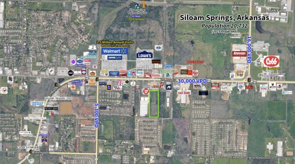 6.95 Acres US Hwy 412 E & Simon Sager Ave, Siloam Springs, AR à vendre - Aérien – Image 2 sur 8