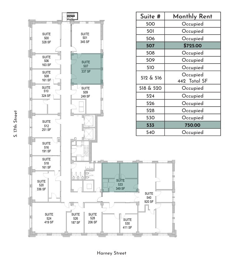 319 S 17th St, Omaha, NE à louer Plan d’étage– Image 1 sur 1