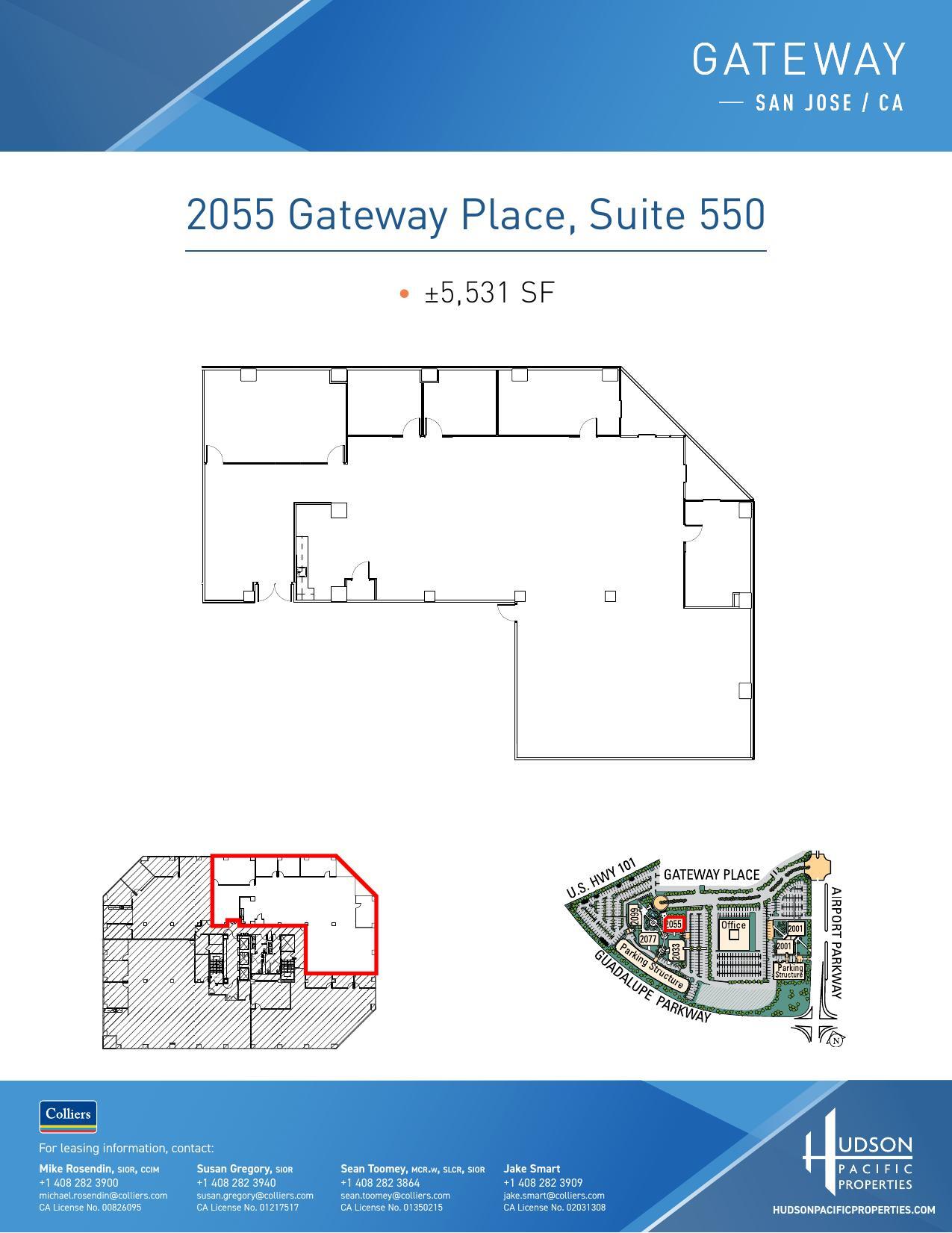 2033 Gateway Pl, San Jose, CA à louer Plan d’étage– Image 1 sur 1