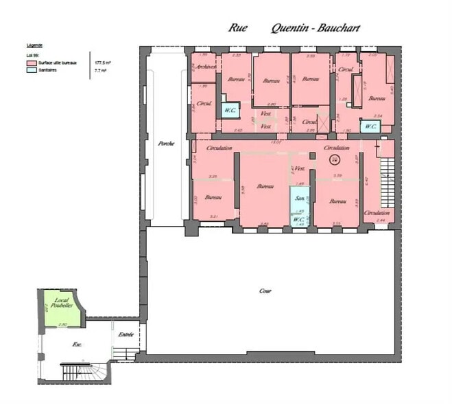 4 Rue Quentin-Bauchart, Paris à louer - Plan d’étage – Image 2 sur 6