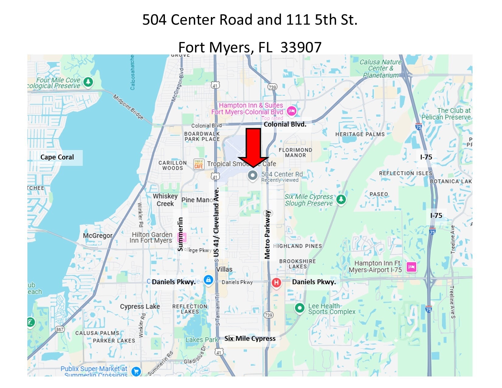 504 Center Rd, Fort Myers, FL à louer Carte– Image 1 sur 2