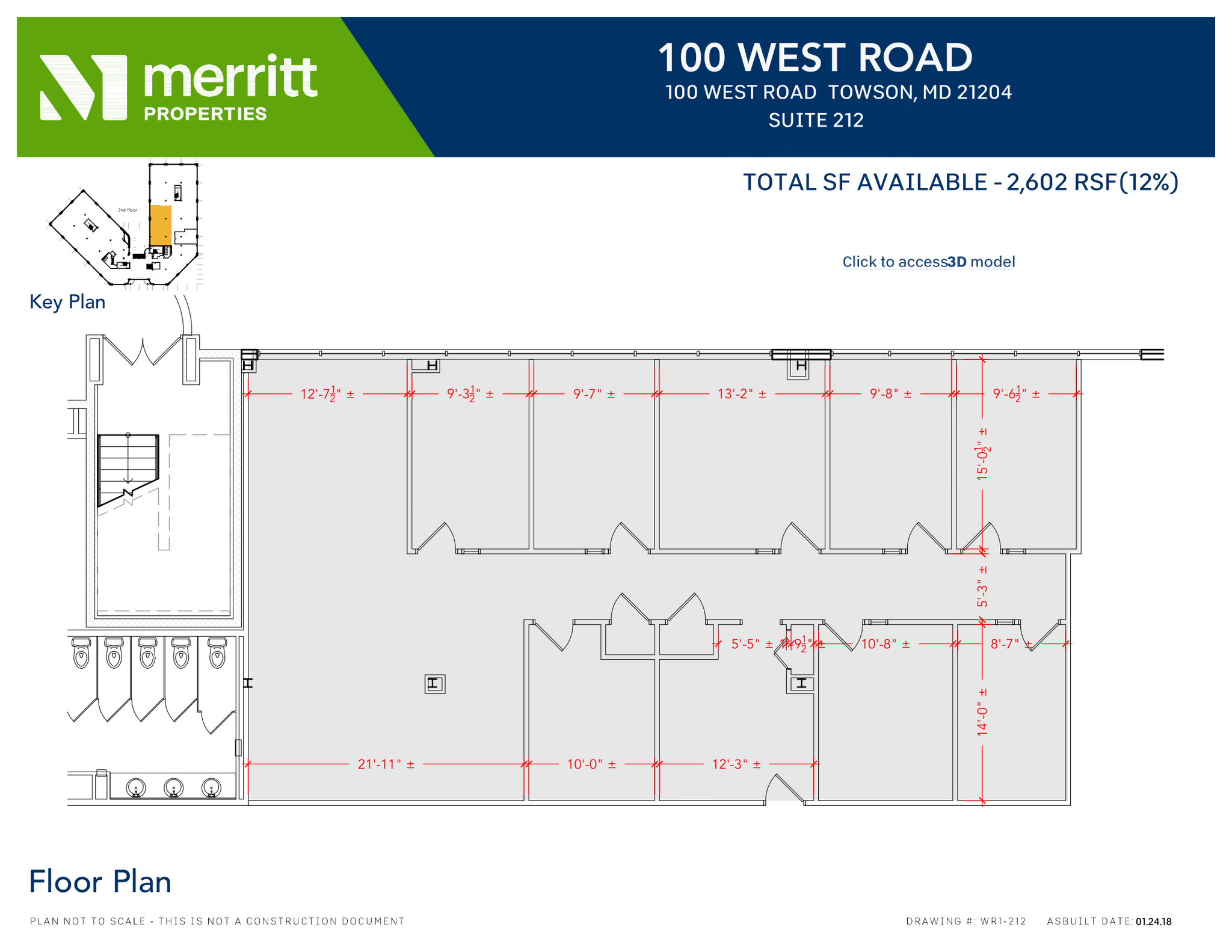 100 West Rd, Towson, MD à louer Plan d’étage– Image 1 sur 1