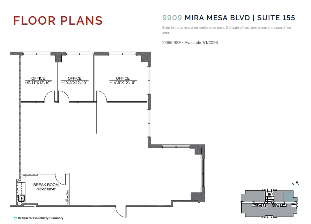 9909 Mira Mesa Blvd, San Diego, CA à louer Plan d’étage– Image 1 sur 1