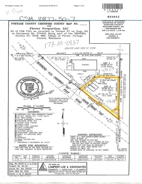 3600 Post Rd, Plover, WI à vendre - Plan cadastral – Image 1 sur 2