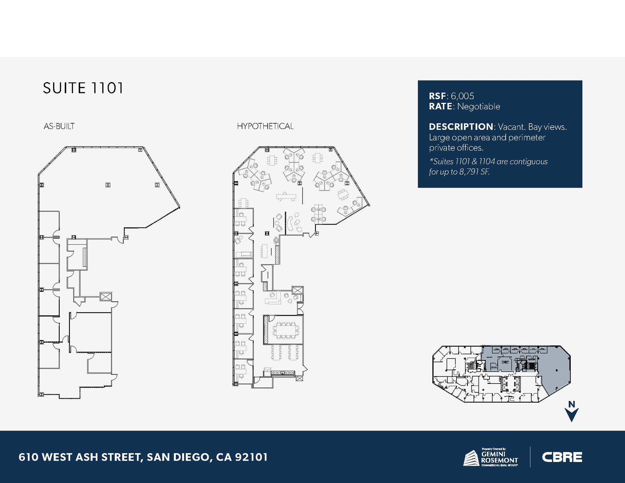 610 W Ash St, San Diego, CA à louer Plan d’étage– Image 1 sur 1