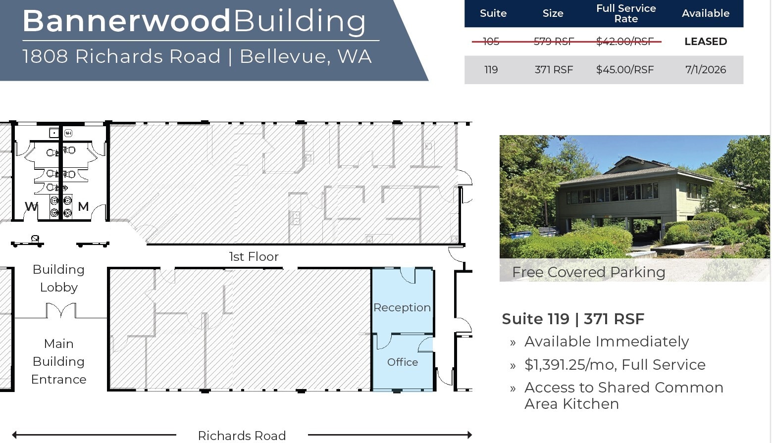 1808 Richards Rd, Bellevue, WA à louer Plan d’étage– Image 1 sur 1
