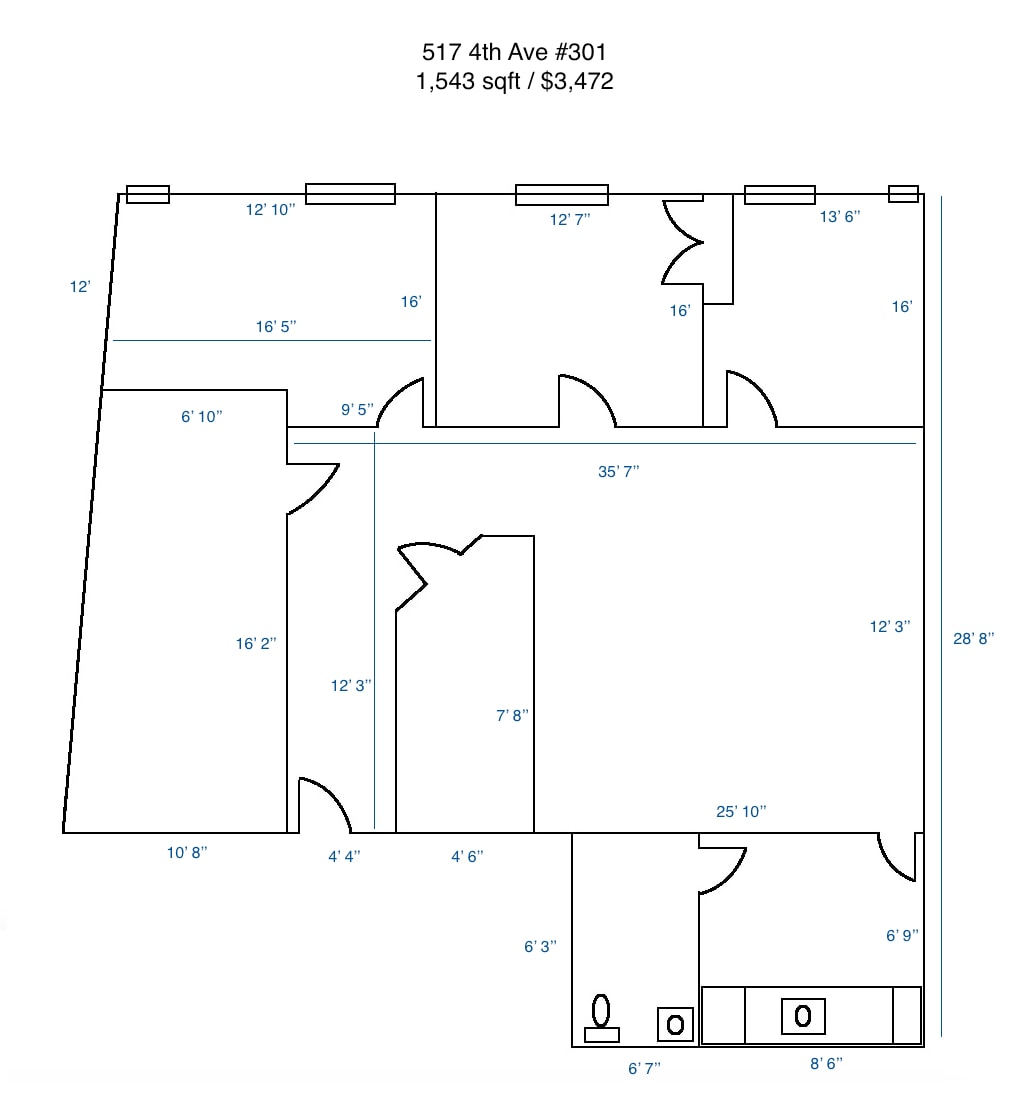 517 4th Ave, San Diego, CA à louer Plan d’étage– Image 1 sur 1