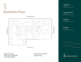1 Rockefeller Plaza, New York, NY à louer Plan d’étage– Image 1 sur 1