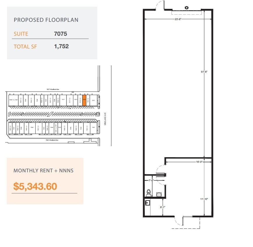 7059-7077 1/2 Vineland Ave, North Hollywood, CA à louer Plan d’étage– Image 1 sur 1