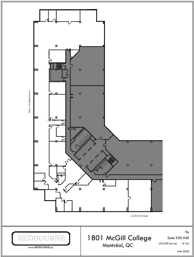 1801 Av McGill College, Montréal, QC à louer Plan d’étage– Image 1 sur 1