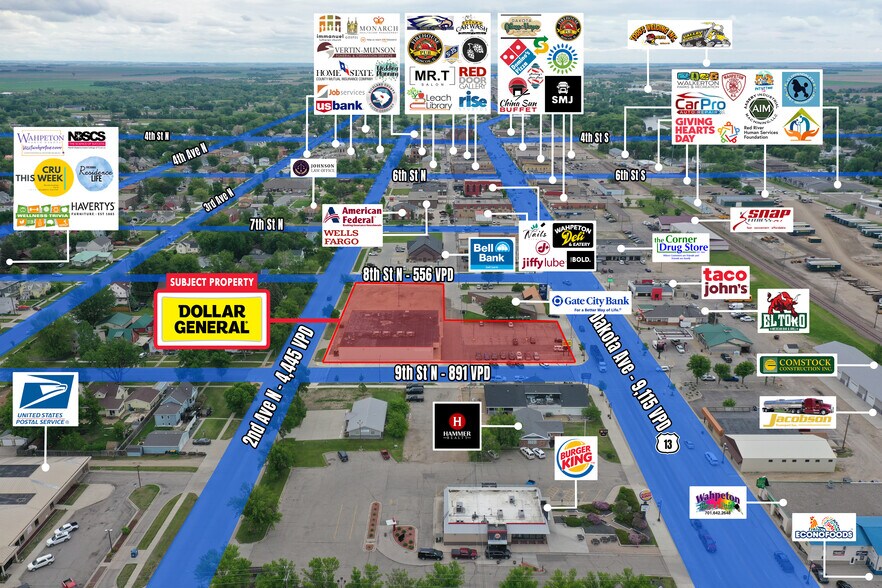 824 Dakota Ave, Wahpeton, ND à vendre - Aérien – Image 3 sur 5