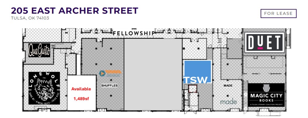 205-221 E Archer St, Tulsa, OK à louer Plan d’étage– Image 1 sur 1