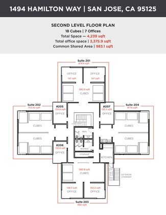 Plus de détails pour 1494 Hamilton Ave, San Jose, CA - Bureau à louer