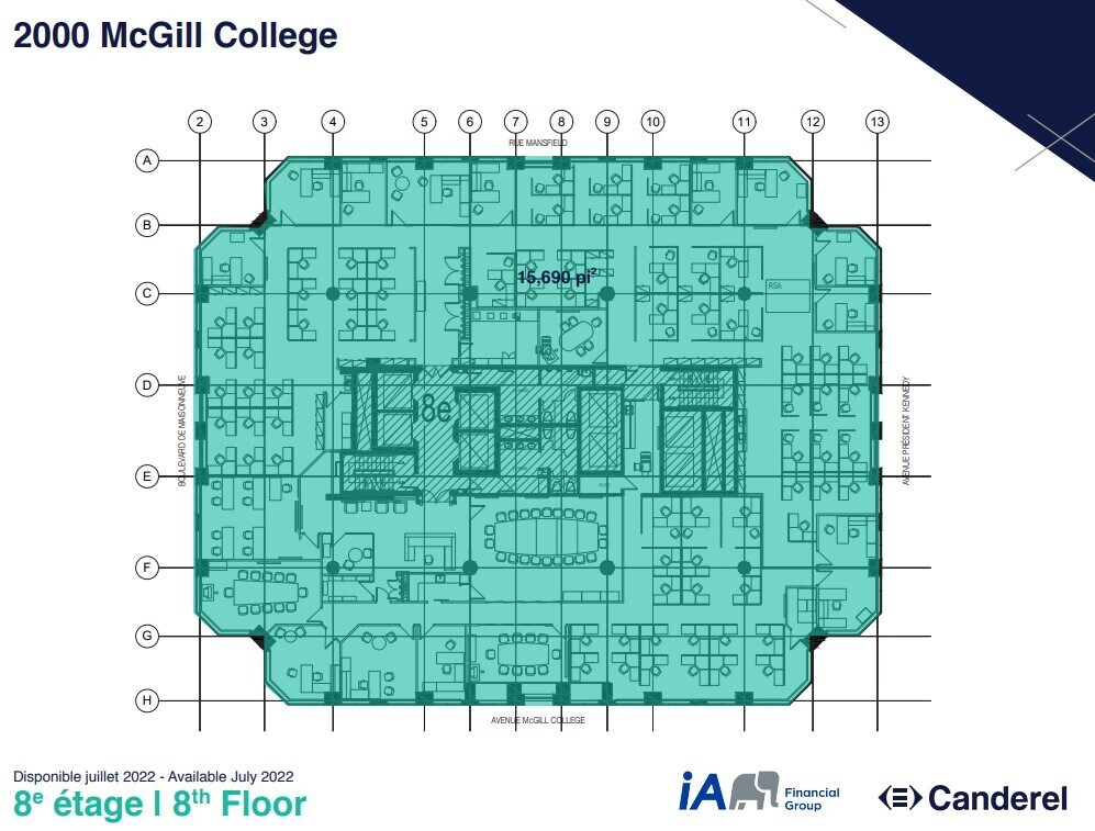 2000 Av McGill College, Montréal, QC à louer Plan d’étage– Image 1 sur 1