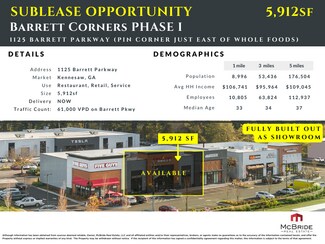 Plus de détails pour 1125 Ernest W Barrett Pky, Kennesaw, GA - Local commercial à louer