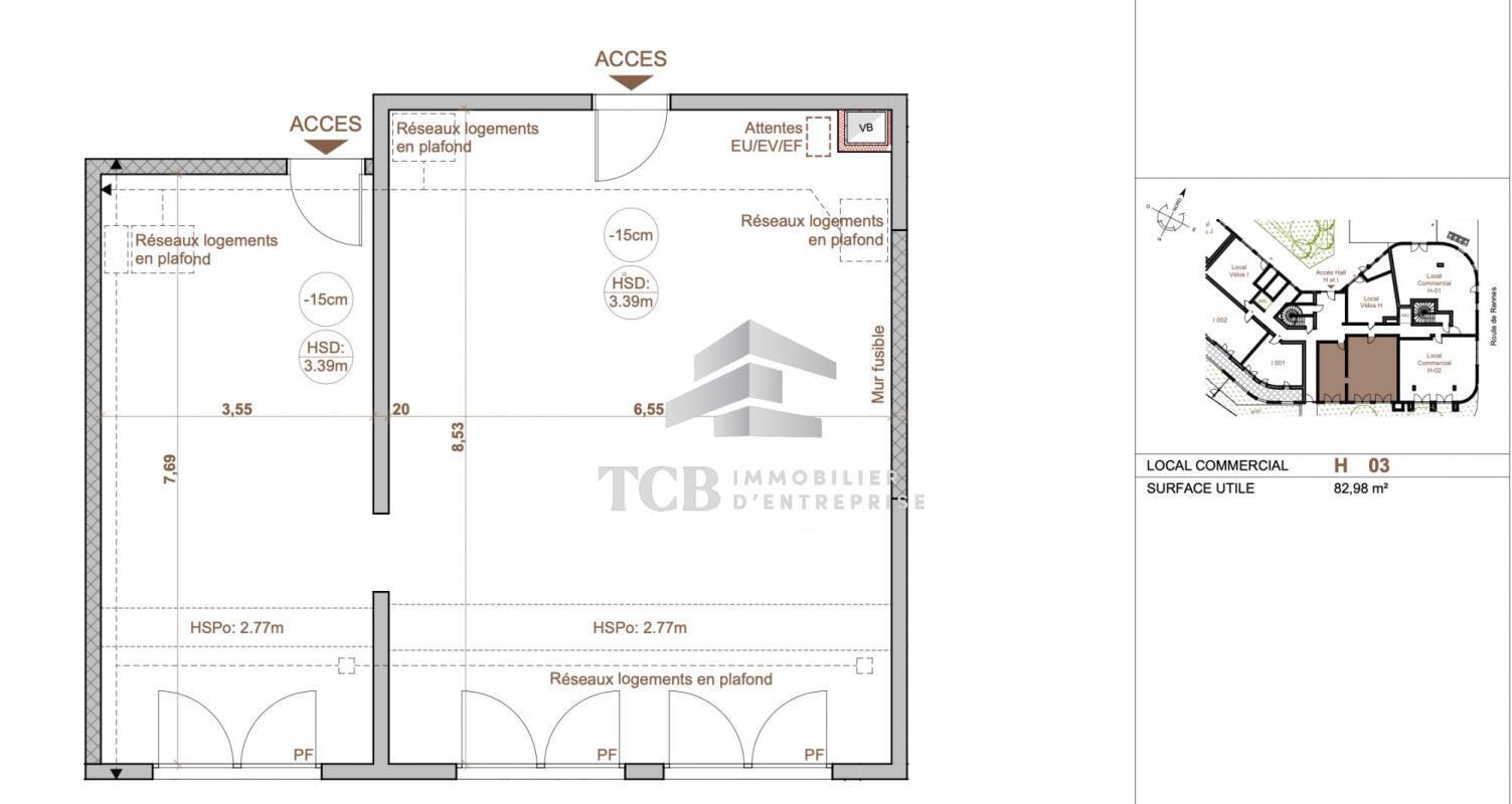 Local commercial dans Orvault à louer Plan d’étage– Image 1 sur 2