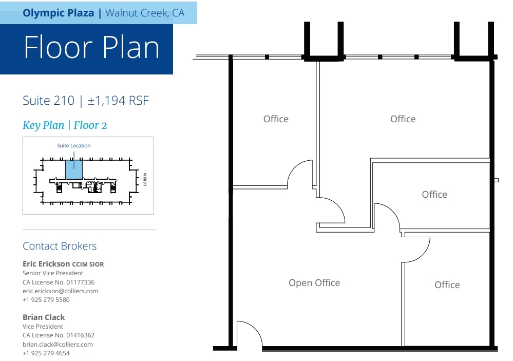 1910 Olympic Blvd, Walnut Creek, CA à louer Plan d’étage– Image 1 sur 1