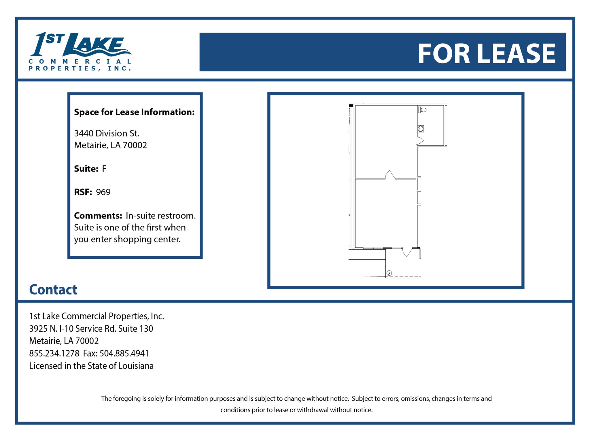 3440 Division St, Metairie, LA à louer Plan d’étage– Image 1 sur 1