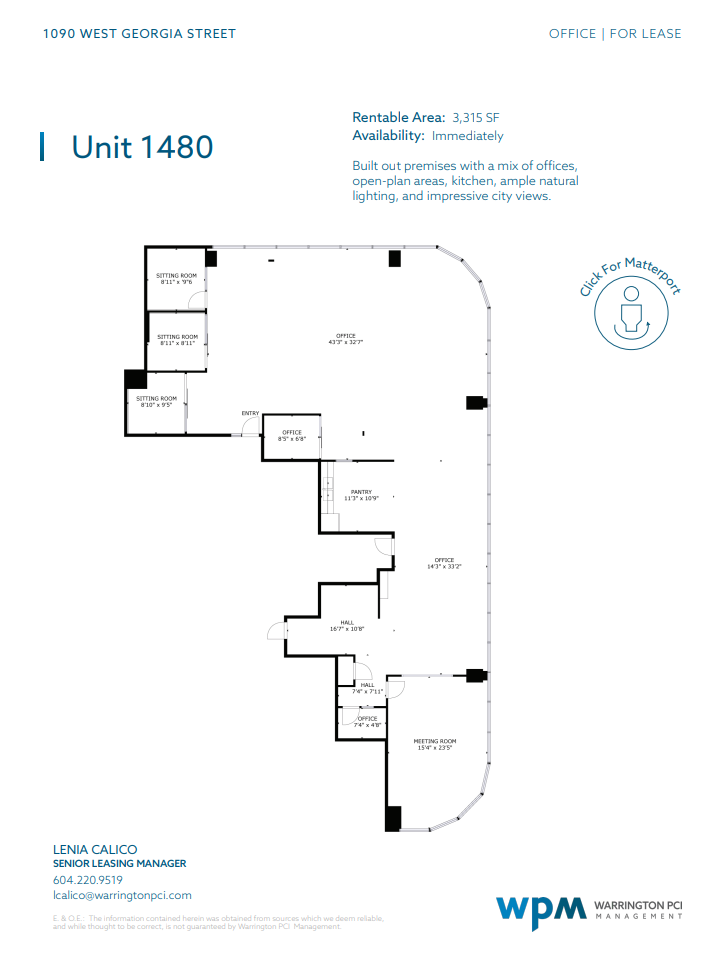 1090 W Georgia St, Vancouver, BC à louer Plan d’étage– Image 1 sur 1