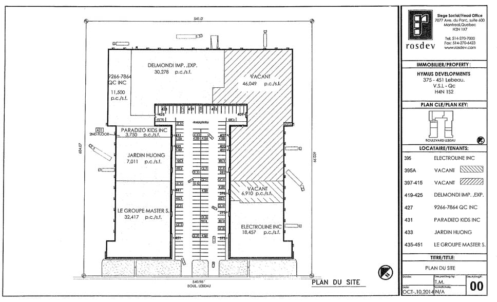373-451 Boul Lebeau, Montréal, QC à louer - Plan de site – Image 2 sur 7