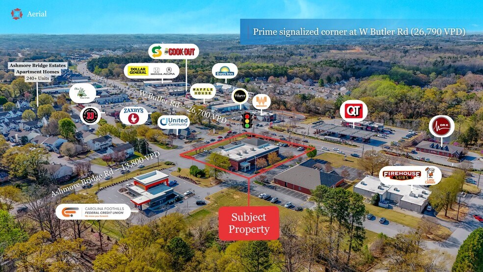 315 W Butler Rd, Mauldin, SC à vendre - Aérien – Image 3 sur 5
