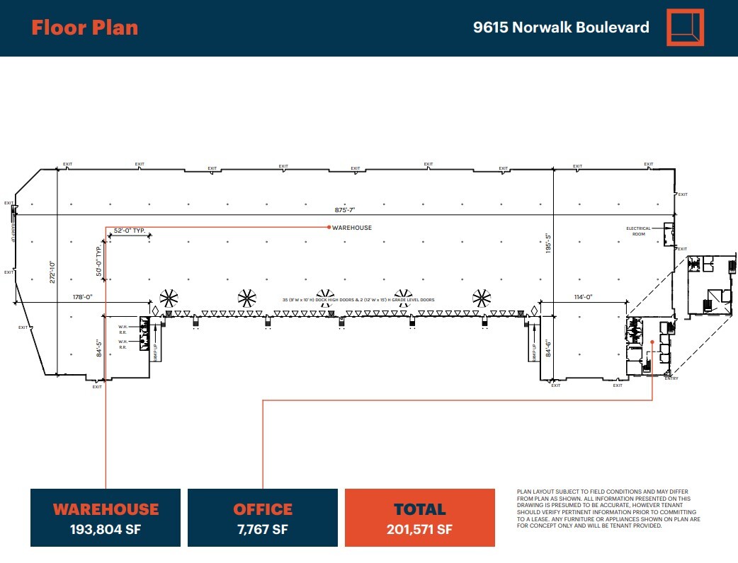 9615 Norwalk Blvd, Santa Fe Springs, CA à louer Plan d’étage– Image 1 sur 3