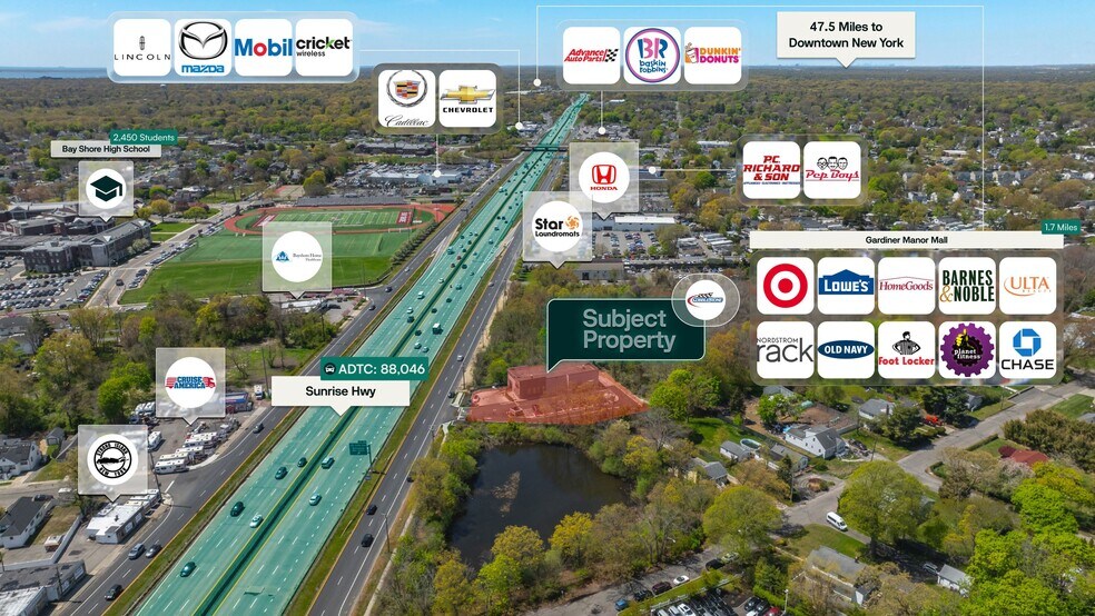 1501 Sunrise Hwy, Bay Shore, NY à vendre - Aérien – Image 2 sur 3