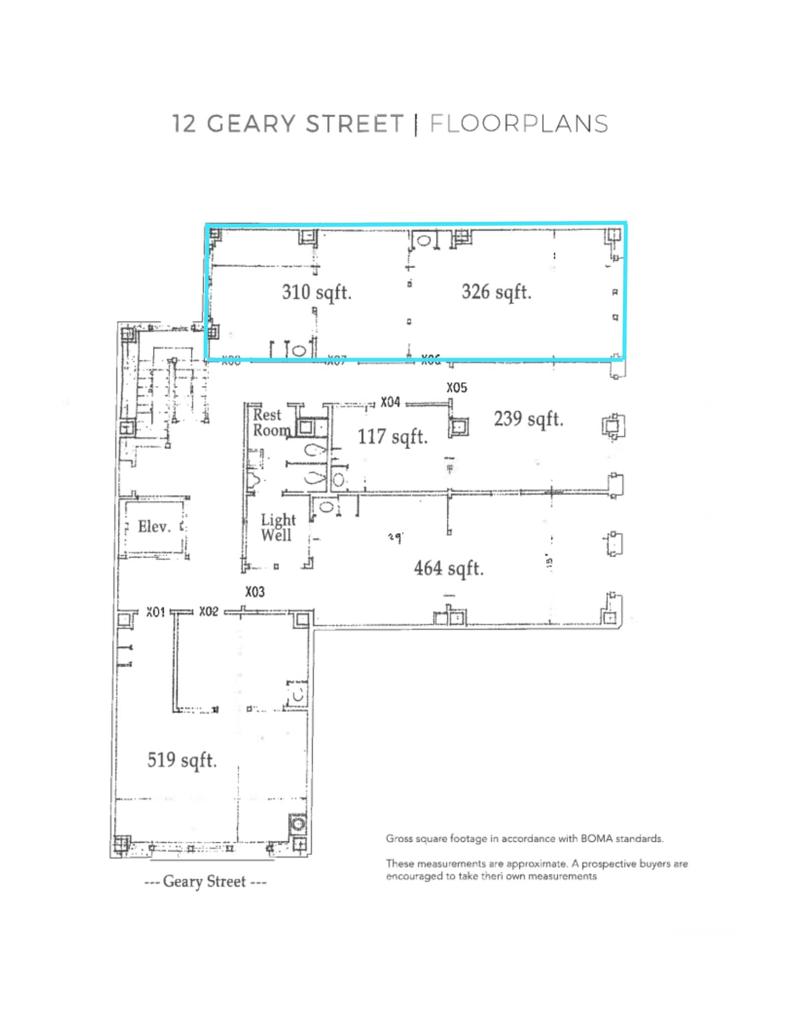 10-12 Geary St, San Francisco, CA à louer Plan de site– Image 1 sur 10