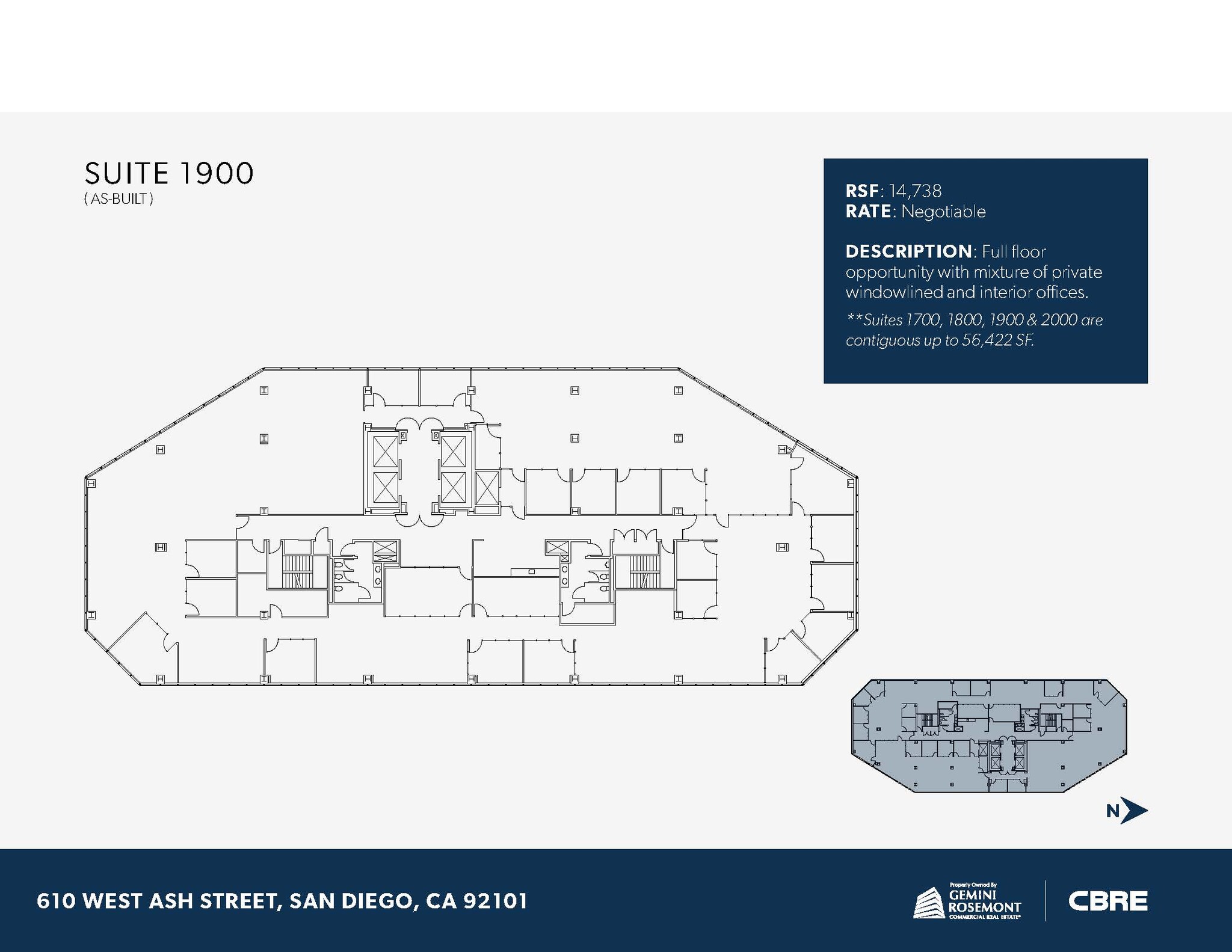 610 W Ash St, San Diego, CA à louer Plan d’étage– Image 1 sur 1