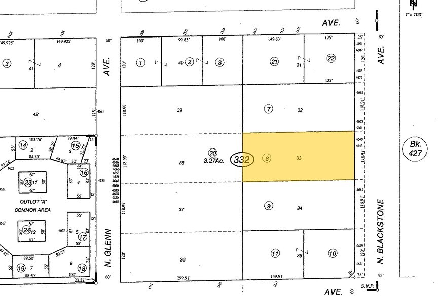4643-4645 N Blackstone Ave, Fresno, CA à louer - Plan cadastral – Image 2 sur 3
