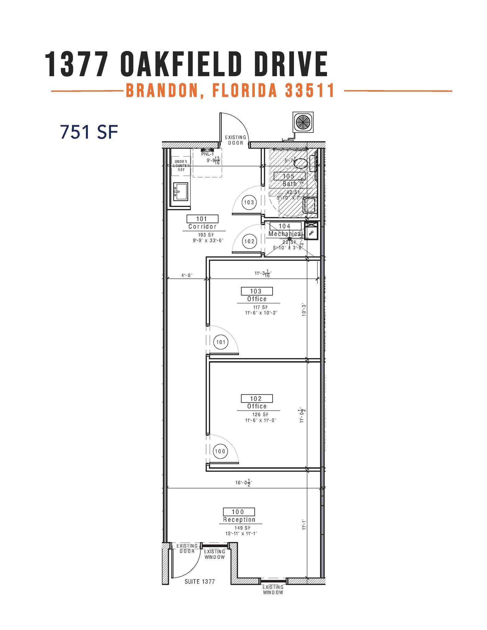 1387-1399 Oakfield Dr, Brandon, FL à louer Plan d’étage– Image 1 sur 1