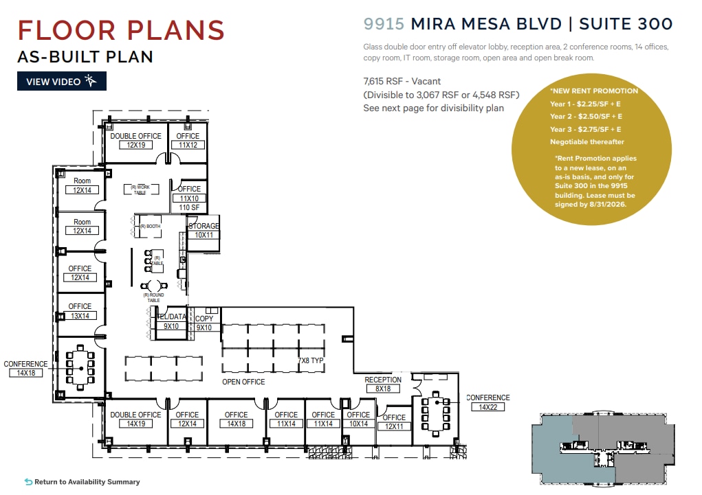 9915 mira mesa Blvd, San Diego, CA à louer Plan d’étage– Image 1 sur 2
