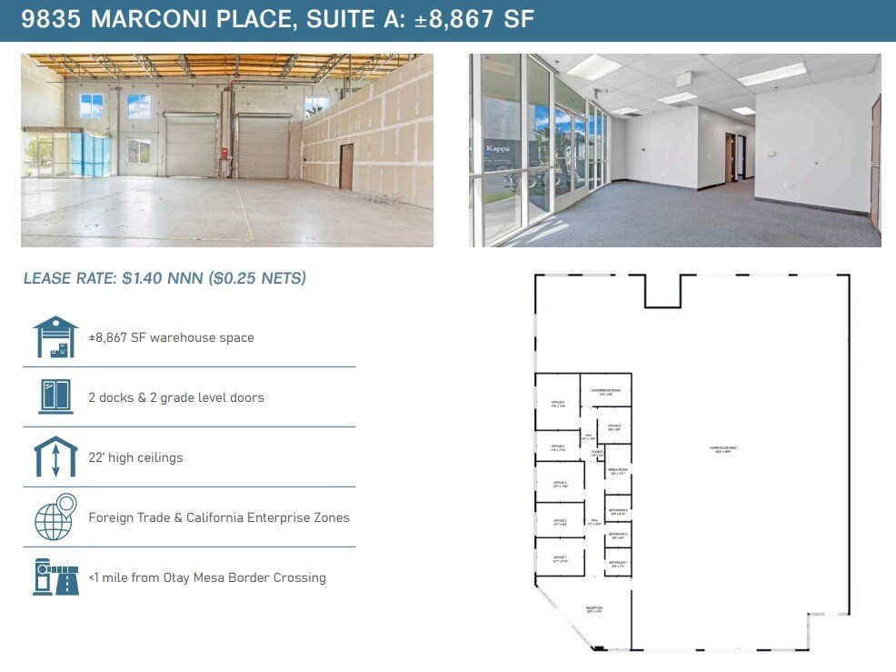 9835 Marconi Dr, San Diego, CA à louer Plan d’étage– Image 1 sur 1