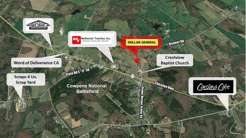 1204 Bonner Rd, Gaffney, SC à vendre - Aérien – Image 2 sur 2