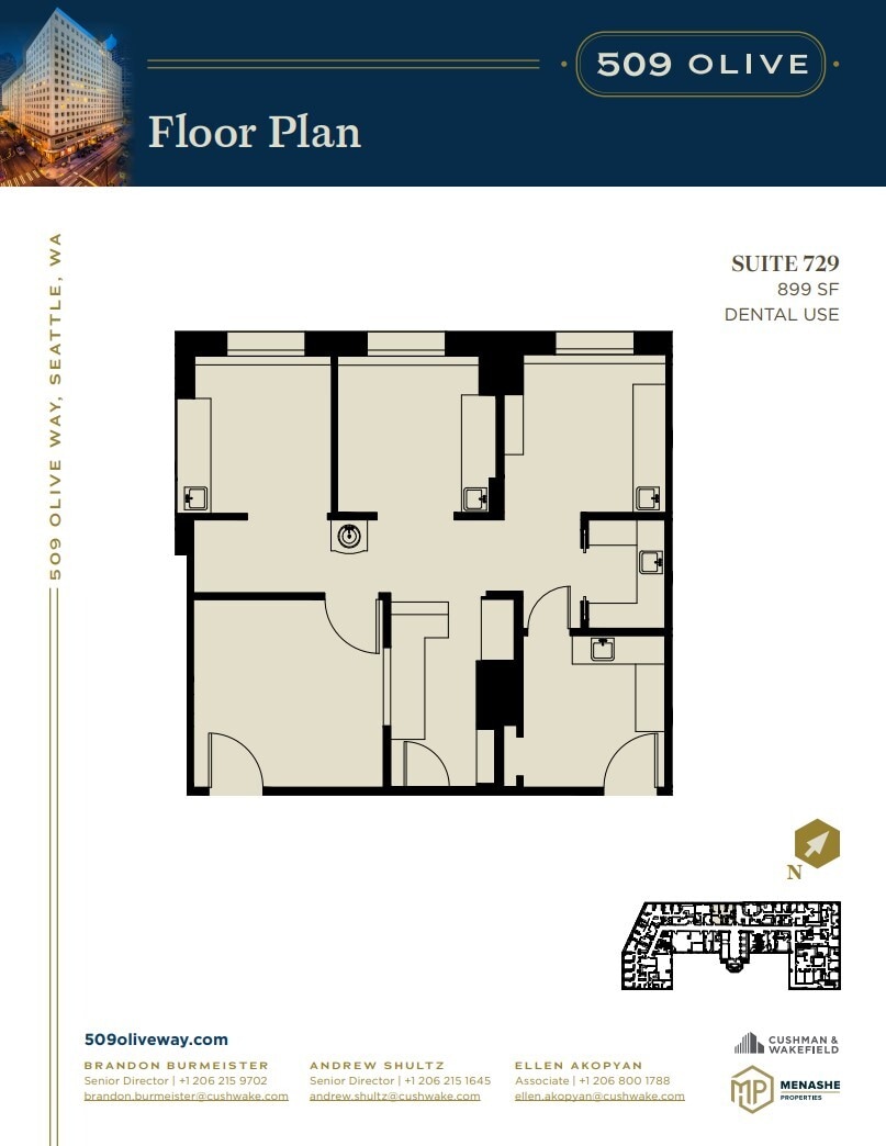 509 Olive Way, Seattle, WA à louer Plan d’étage– Image 1 sur 1