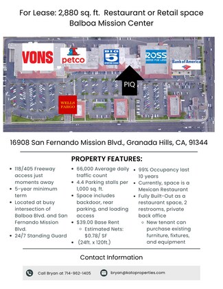 Plus de détails pour 16930 San Fernando Mission Blvd, Granada Hills, CA - Bureau/Local commercial à louer