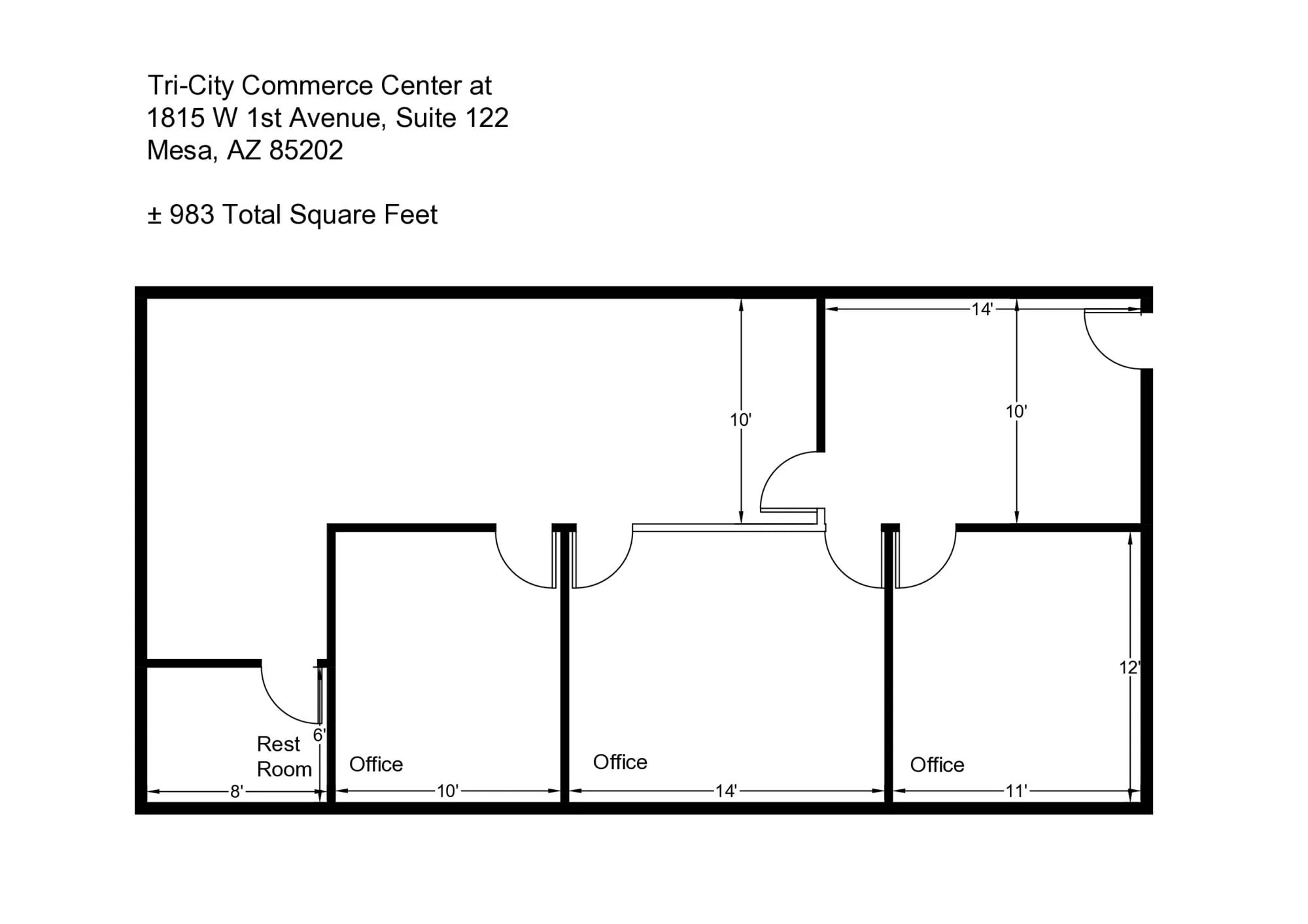 1815 W 1st Ave, Mesa, AZ à louer Plan d’étage– Image 1 sur 1
