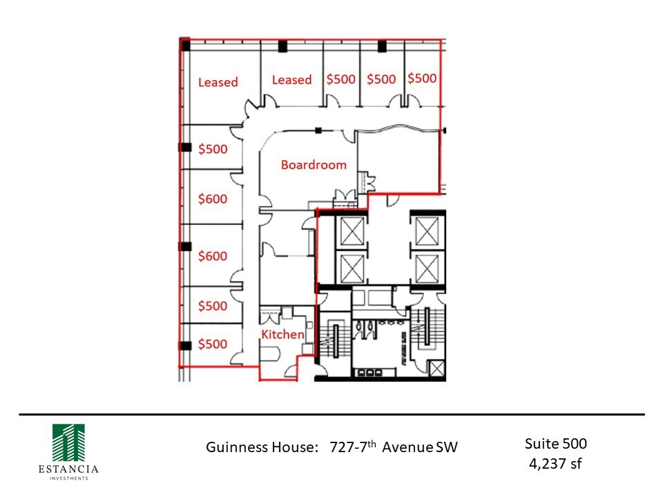 727 7th Ave SW, Calgary, AB à louer Plan d’étage– Image 1 sur 8