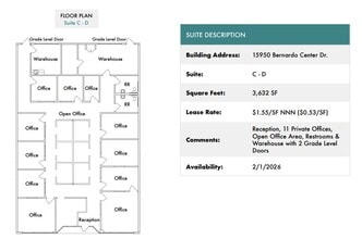 15950 Bernardo Center Dr, San Diego, CA à louer Plan d’étage– Image 1 sur 2