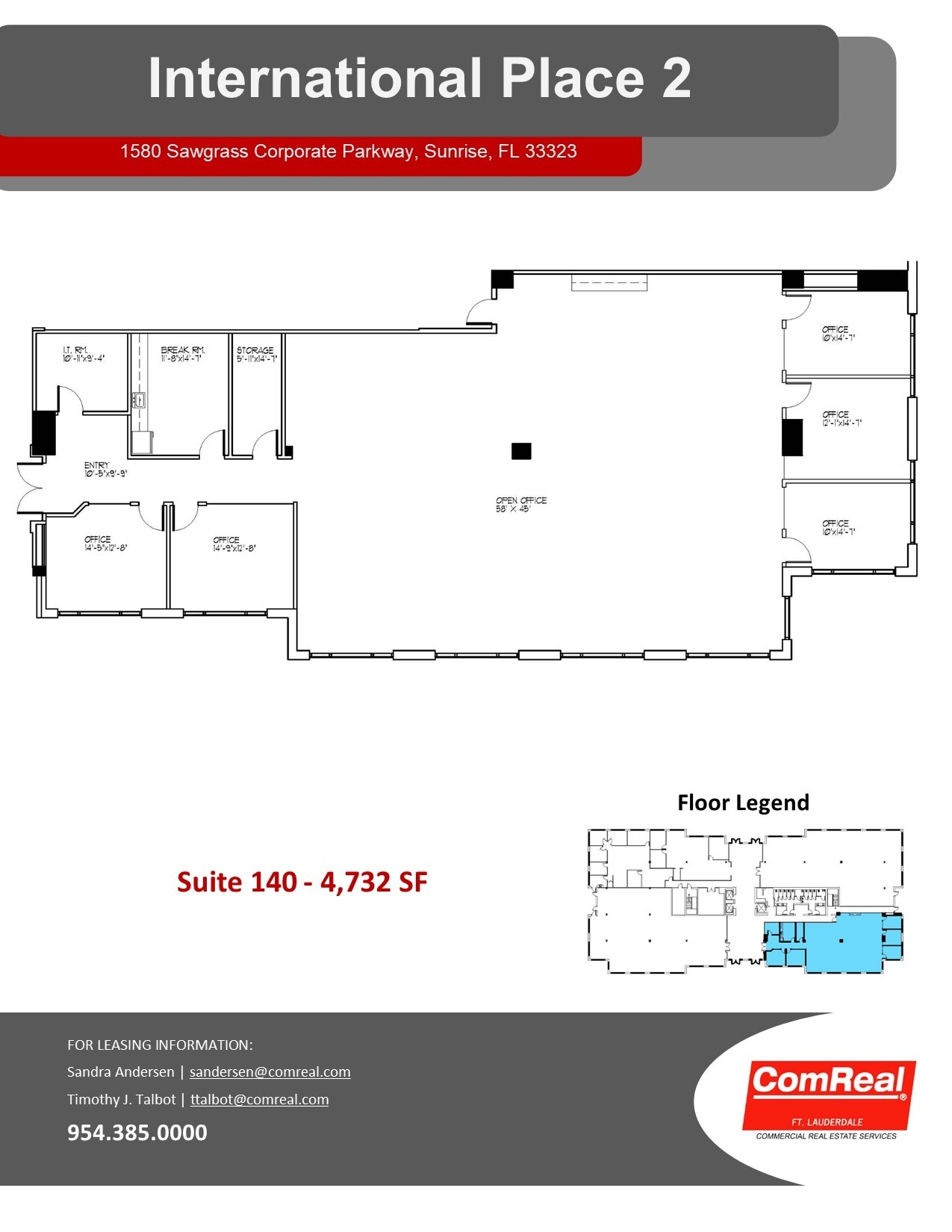 1580 Sawgrass Corporate Pky, Sunrise, FL à louer Plan d’étage– Image 1 sur 1