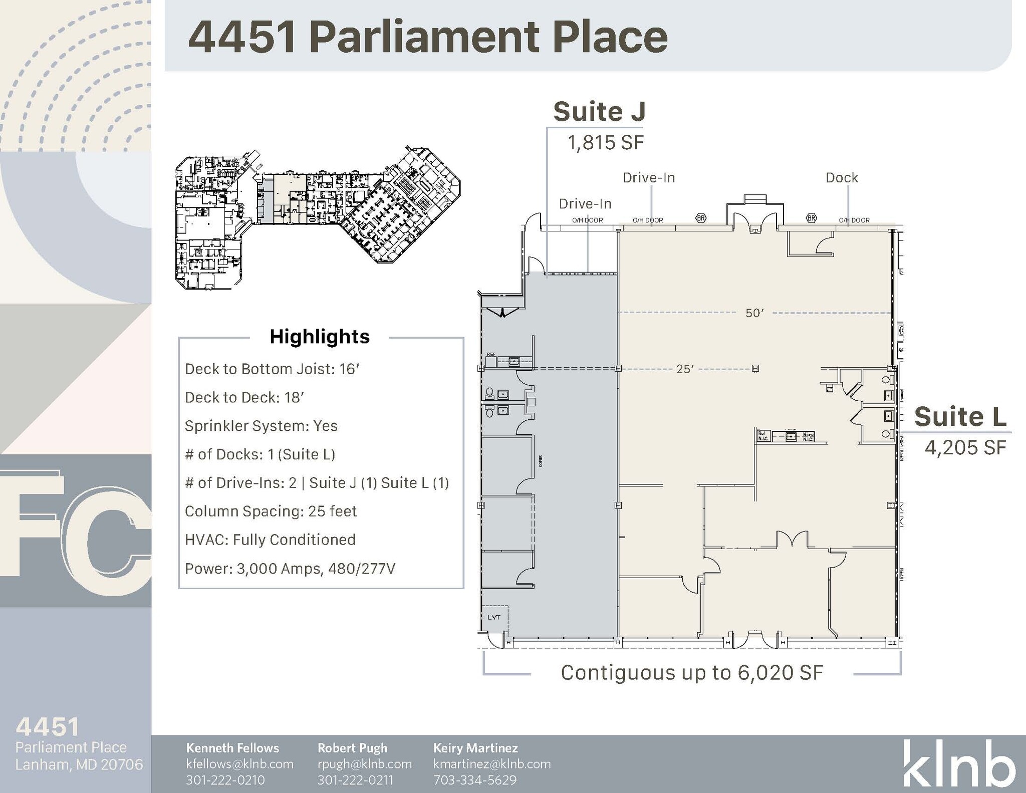 4451 Parliament Pl, Lanham, MD à louer Plan d’étage– Image 1 sur 1