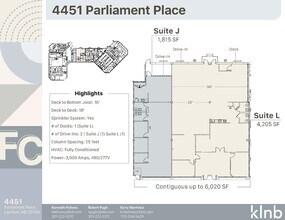 4451 Parliament Pl, Lanham, MD à louer Plan d’étage– Image 1 sur 1