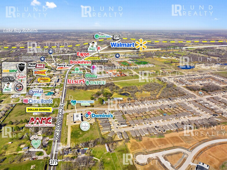 US 377 -3 AC | ON SEWER | COMMERCIAL | 3 LOTS, Aubrey, TX à vendre - Photo de l’immeuble – Image 2 sur 12