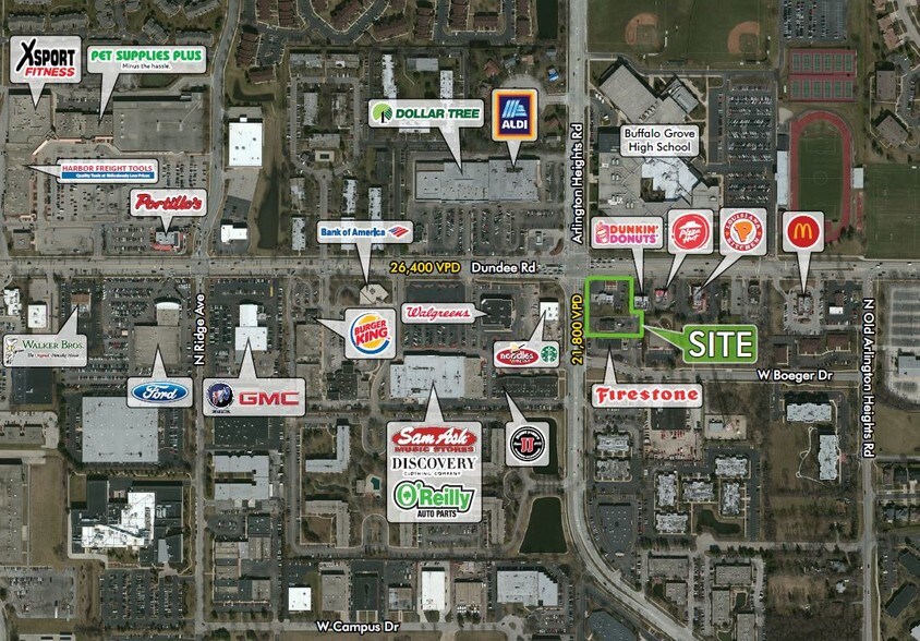 SEC Dundee Rd & Arlington Heights Rd, Arlington Heights, IL à louer - Aérien – Image 2 sur 2