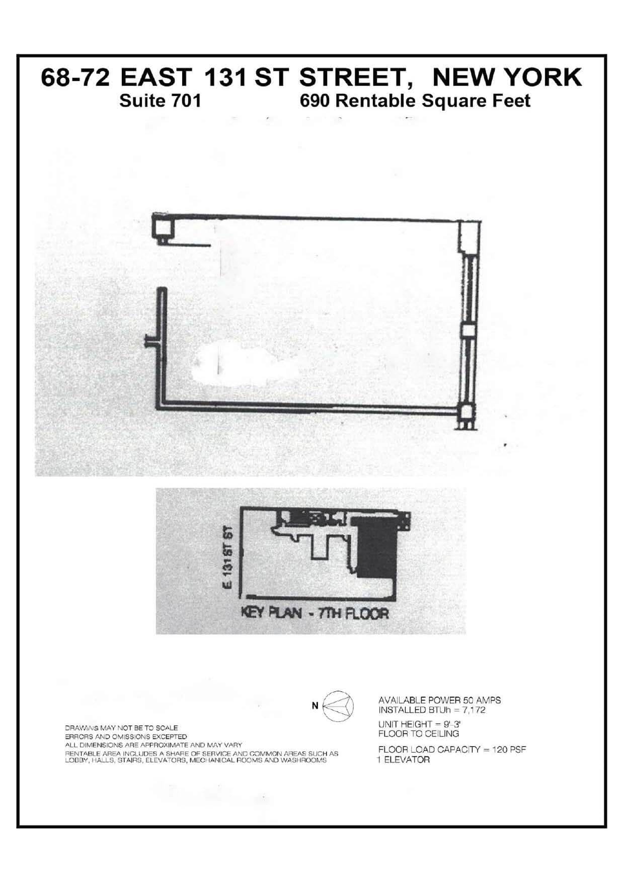 68 E 131st St, New York, NY à louer Plan d’étage– Image 1 sur 3