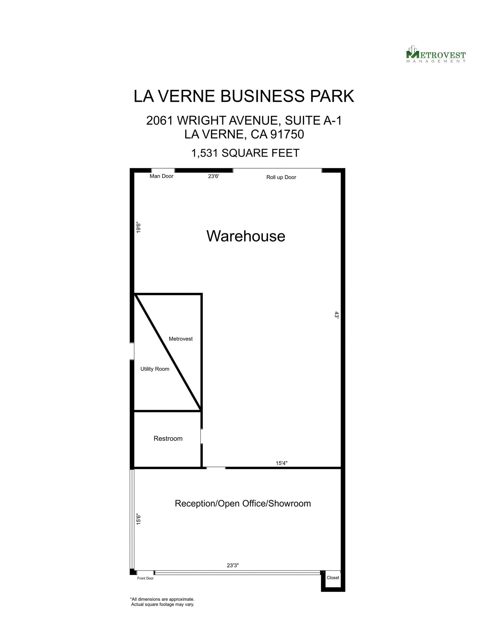 2125 Wright Ave, La Verne, CA à louer Plan d’étage– Image 1 sur 1