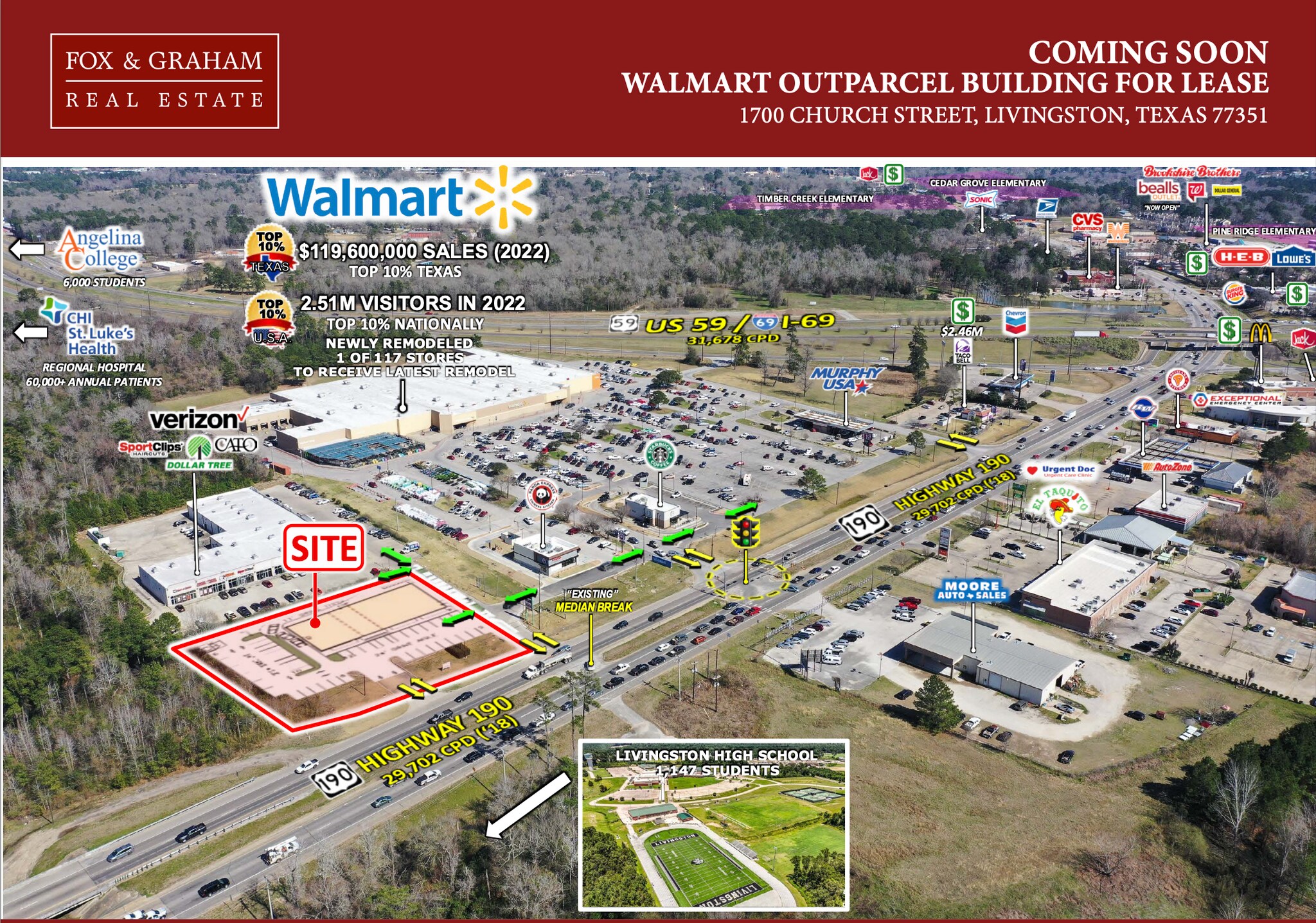 1700 W Church St, Livingston, TX à louer Aérien– Image 1 sur 5