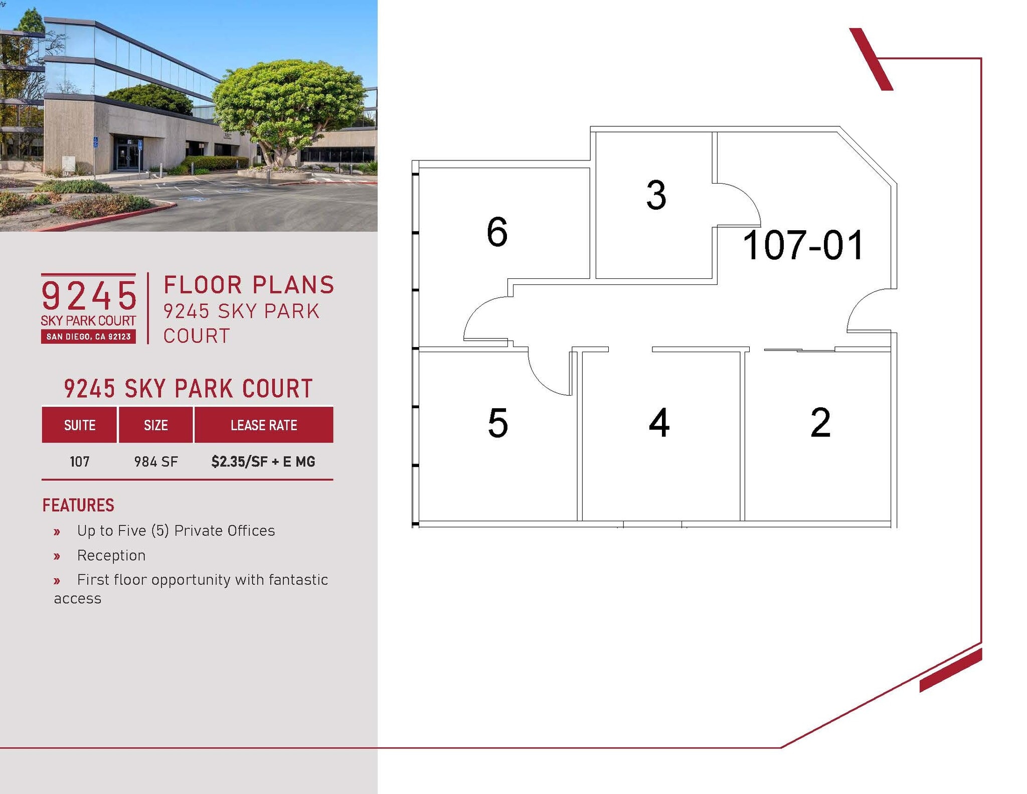 9245 Sky Park Ct, San Diego, CA à louer Plan d’étage– Image 1 sur 1