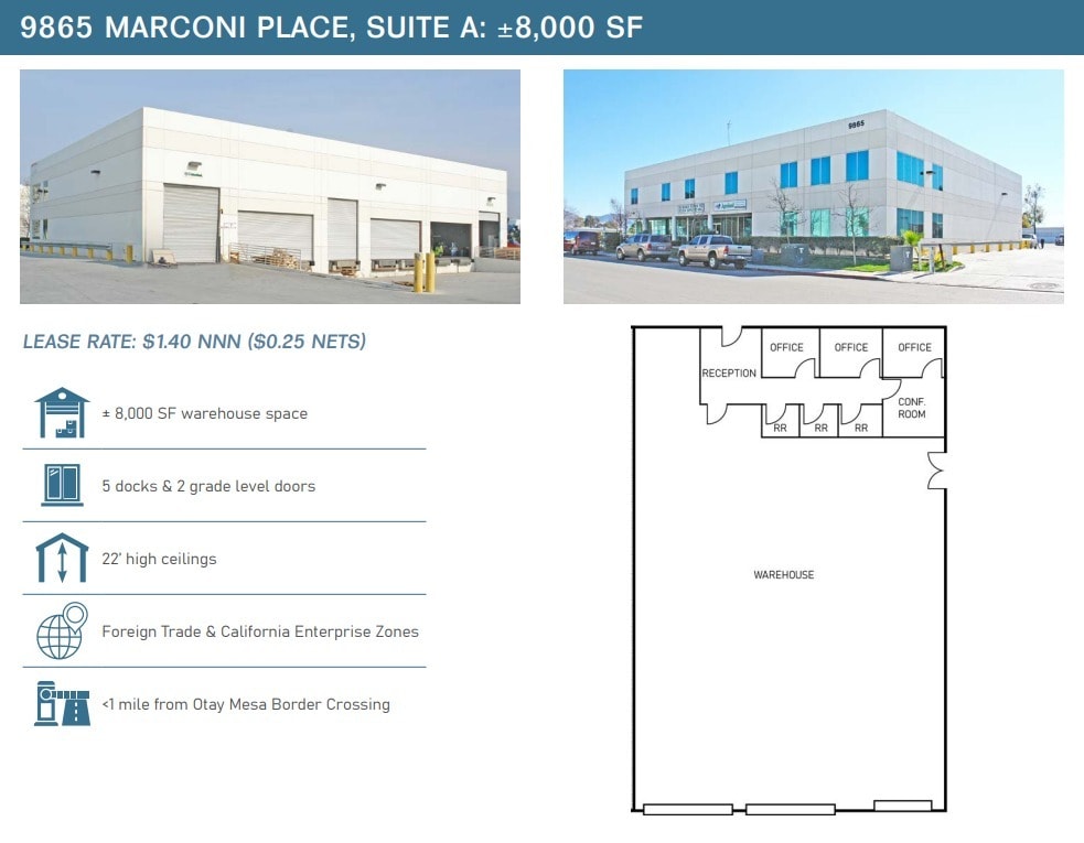 9835 Marconi Dr, San Diego, CA à louer Plan d’étage– Image 1 sur 1