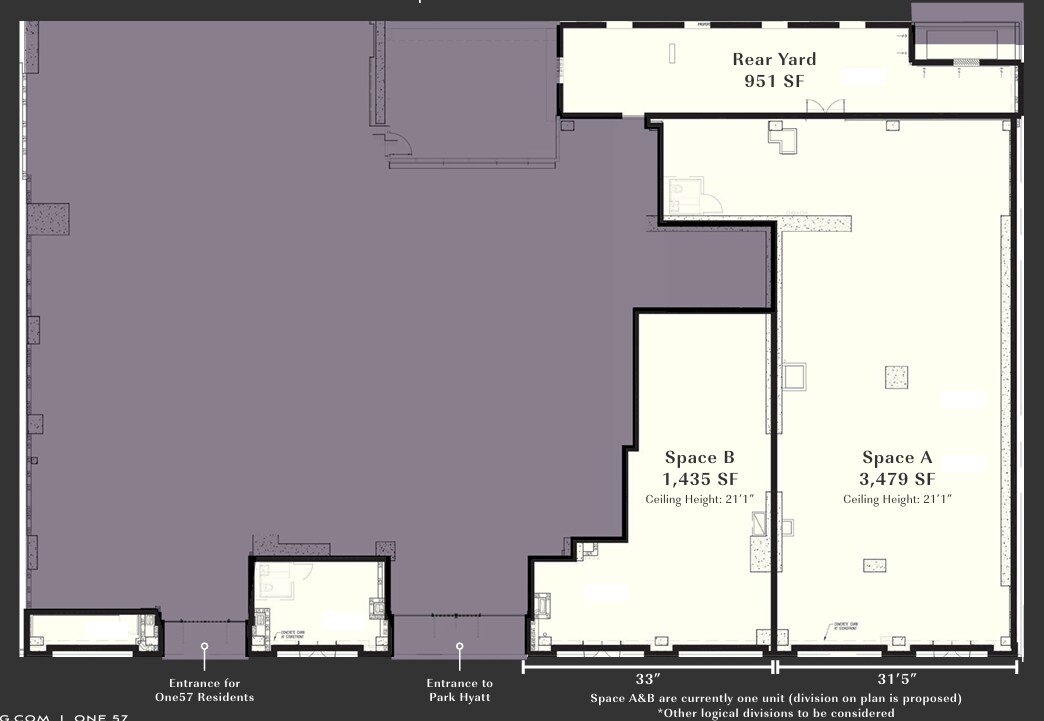 157 W 57th St, New York, NY à louer Plan d’étage– Image 1 sur 2
